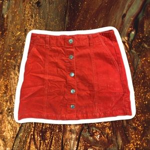 Red Corduroy Mini Skirt